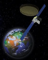 THURAYA-Satellit vom Typ THURAYA-2 und THURAYA-3 THURAYA-Satellit im Weltraum (grafische Darstellung)